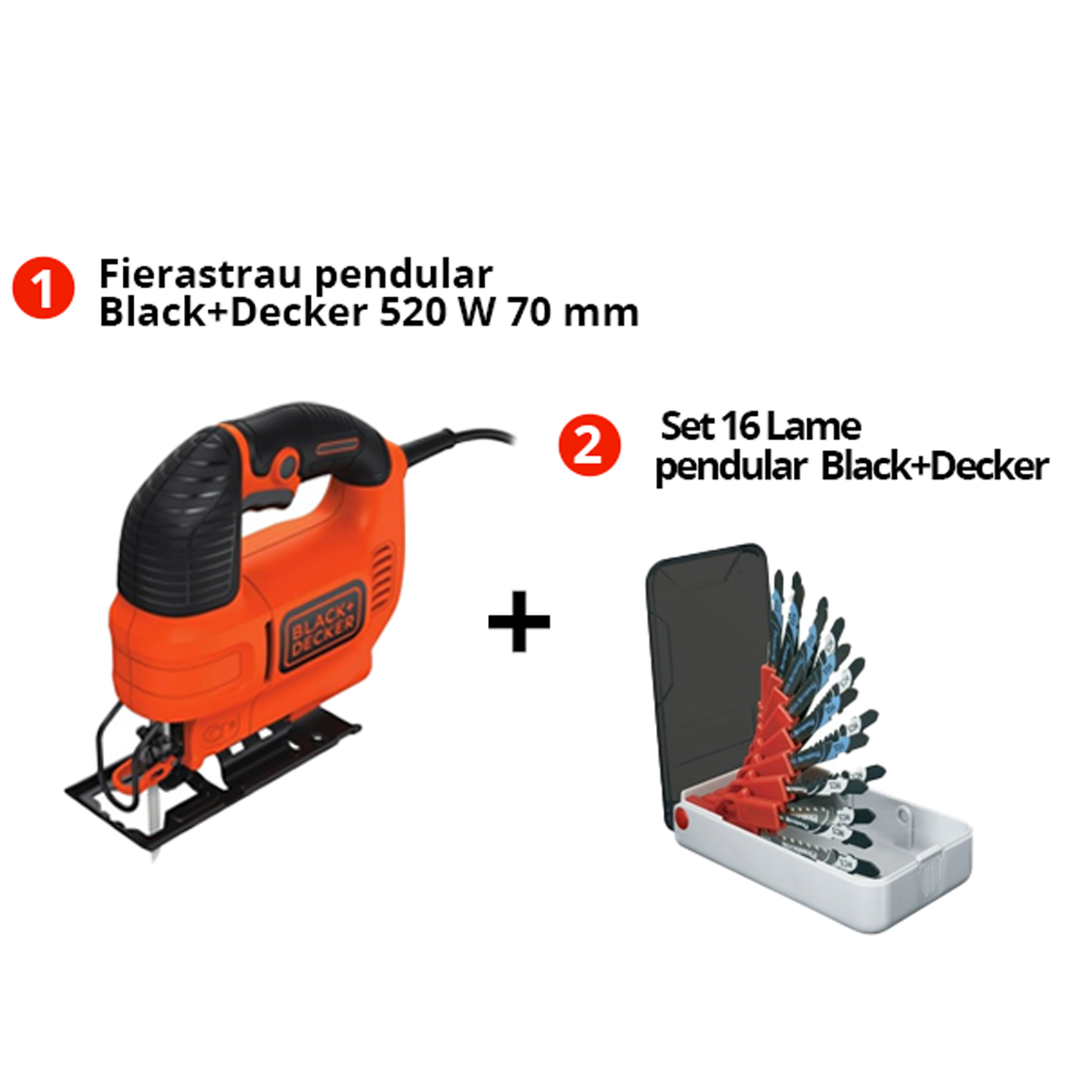 Pachet Black+Decler: Fierastrau Pendular KS701PEK Si Set Cu 16 Lame Pentru Pendular X28170