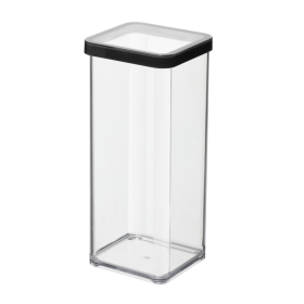 Cutie depozitare plastic patrata transparenta cu capac negru Rotho Loft 1.5 L